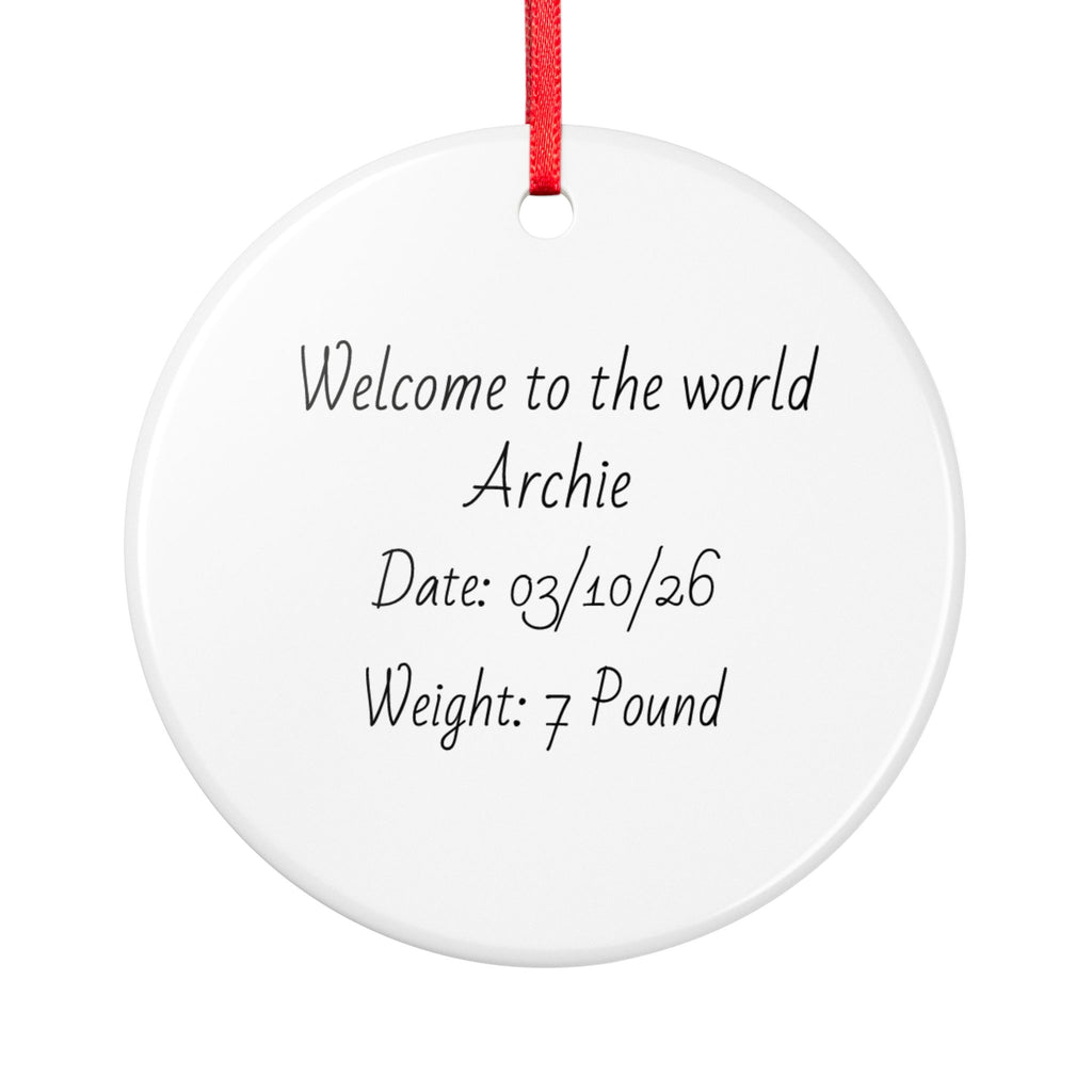 Baby Announcement Ceramic Ornament - Personalized Newborn Keepsake
