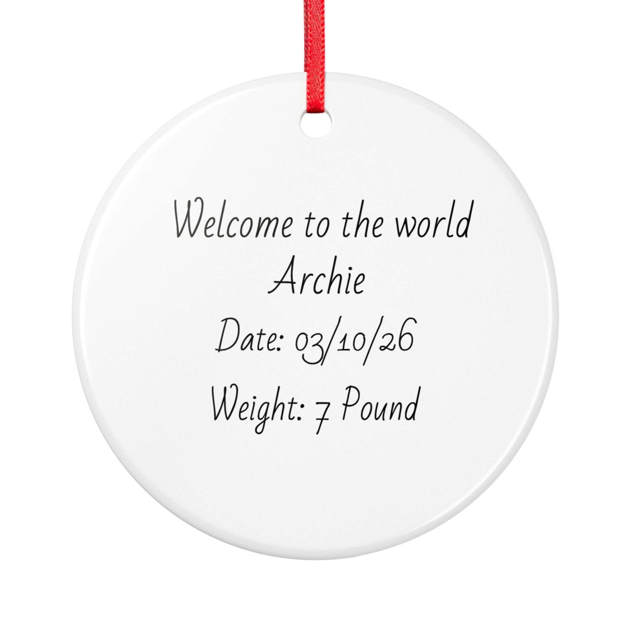 Baby Announcement Ceramic Ornament - Personalized Newborn Keepsake