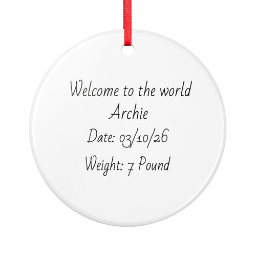 Baby Announcement Ceramic Ornament - Personalized Newborn Keepsake