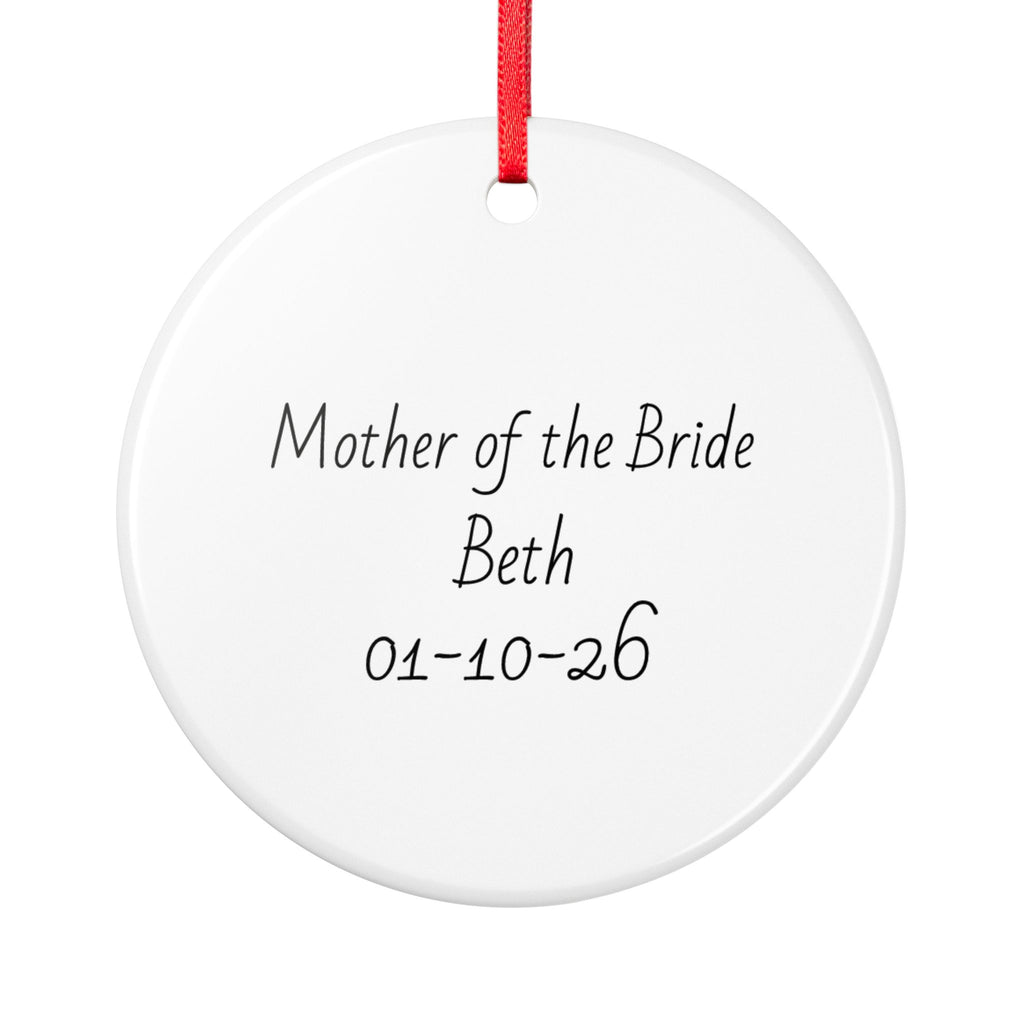 Mother of the Bride Personalised Ceramic Ornament — Custom Name & Date Wedding Keepsake