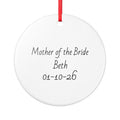 Mother of the Bride Personalised Ceramic Ornament — Custom Name & Date Wedding Keepsake