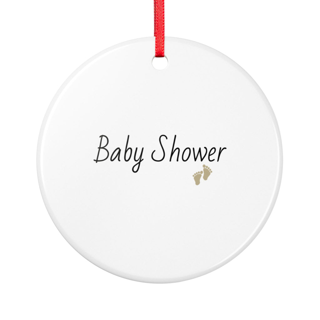 Baby Shower Ceramic Keepsake with Gold Baby Feet