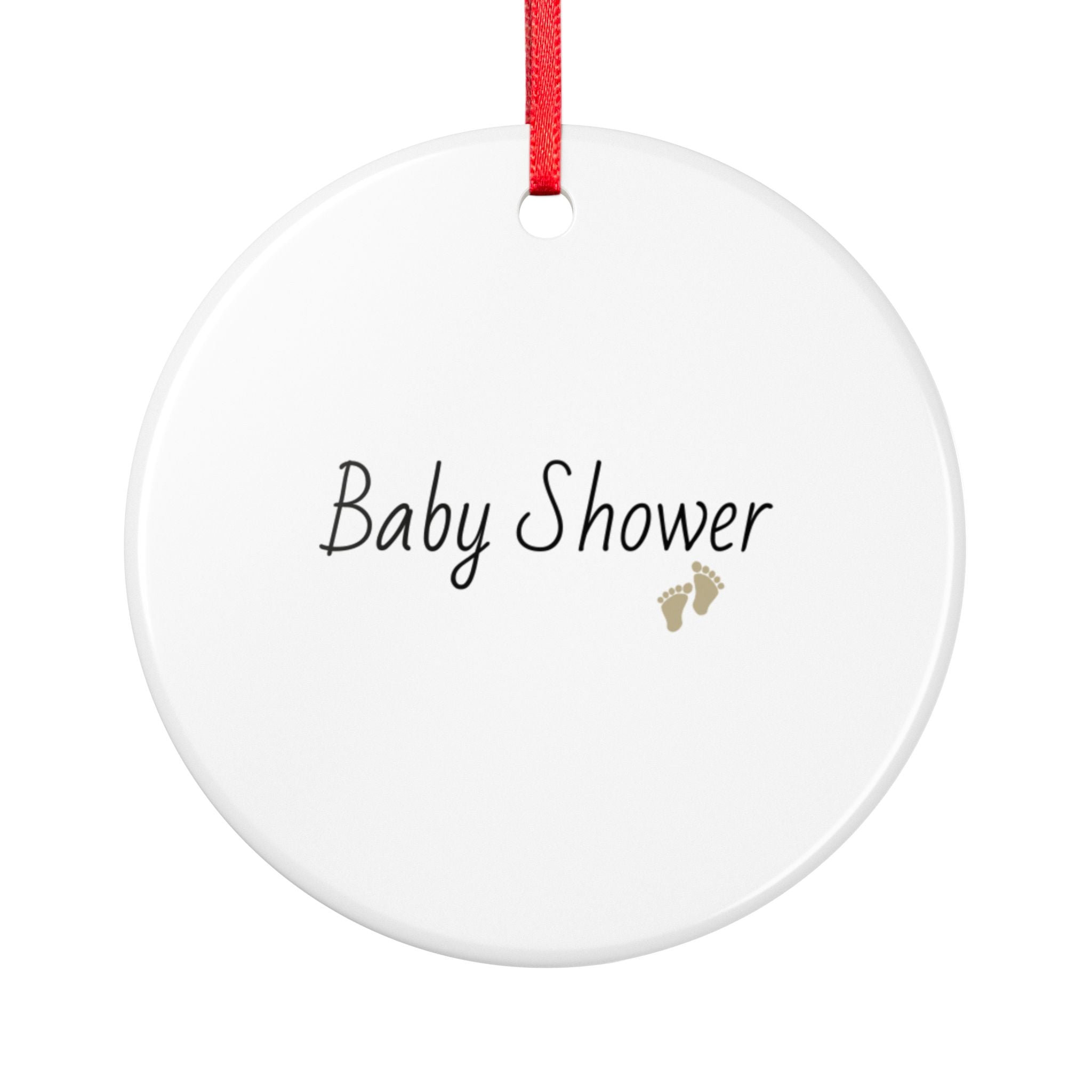 Baby Shower Ceramic Keepsake with Gold Baby Feet