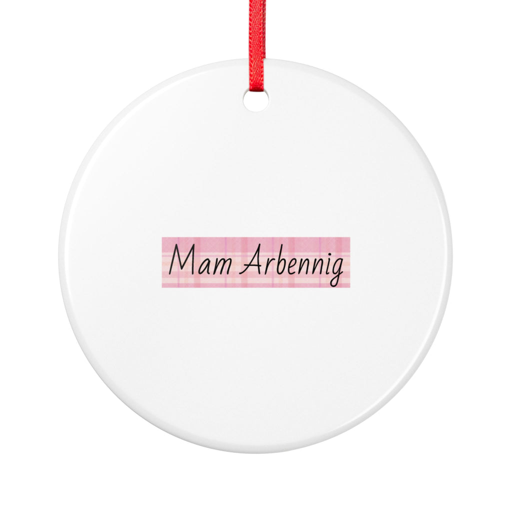 "Mam Arbennig" Pink Pattern Ceramic Ornament