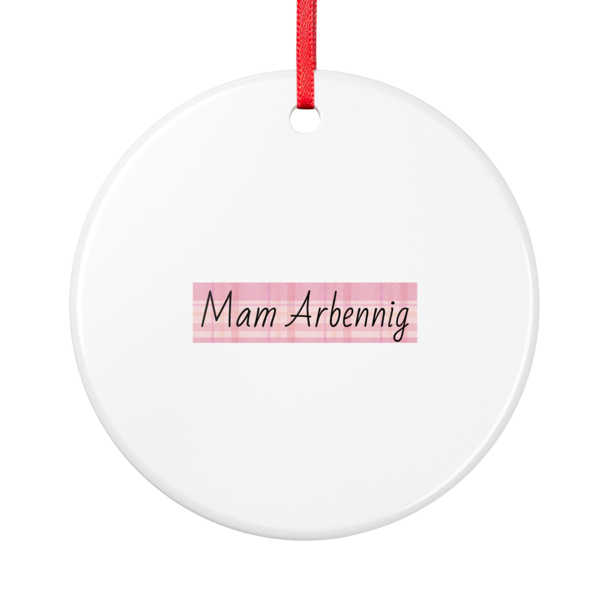 "Mam Arbennig" Pink Pattern Ceramic Ornament