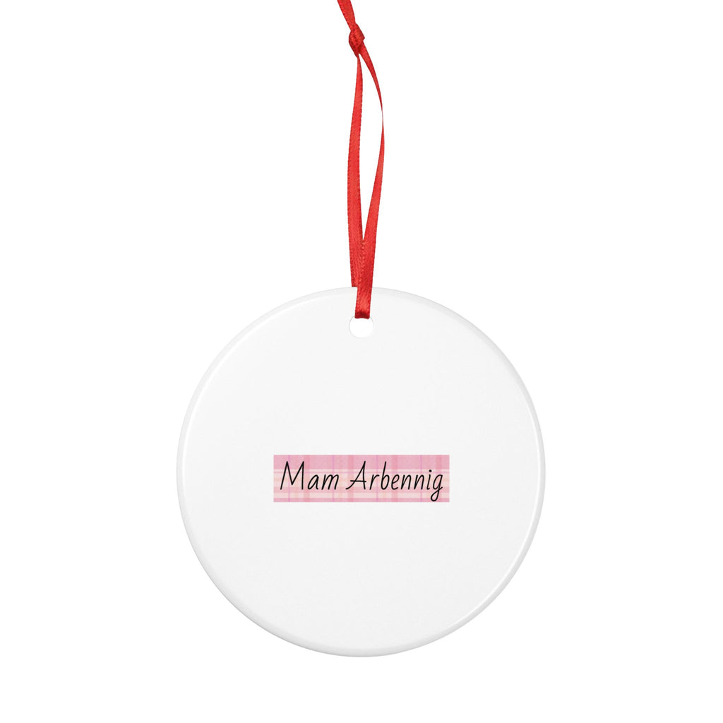 "Mam Arbennig" Pink Pattern Ceramic Ornament