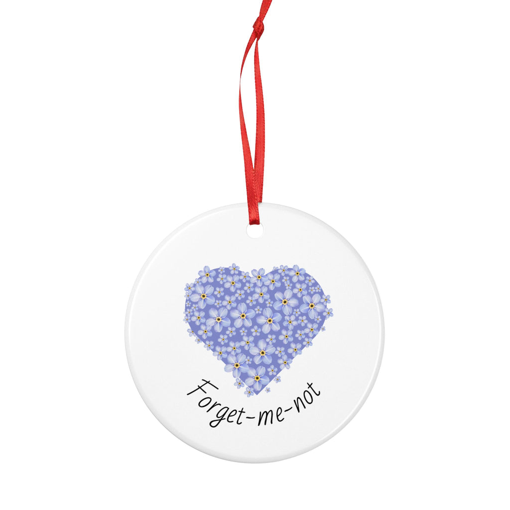 Forget-Me-Not Heart Ceramic Ornament – Remembrance keepsake.