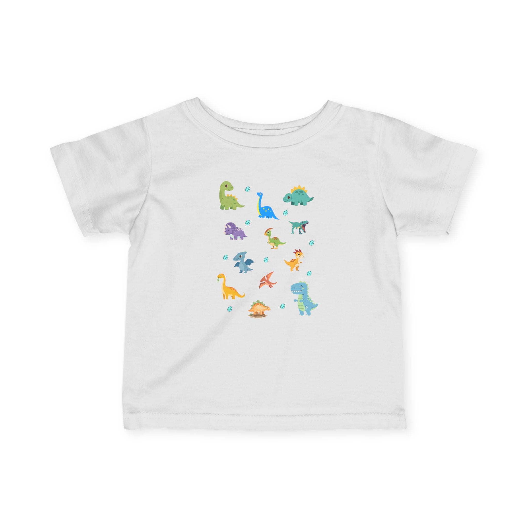 Infant Tee — Colourful Baby Dinosaur Print