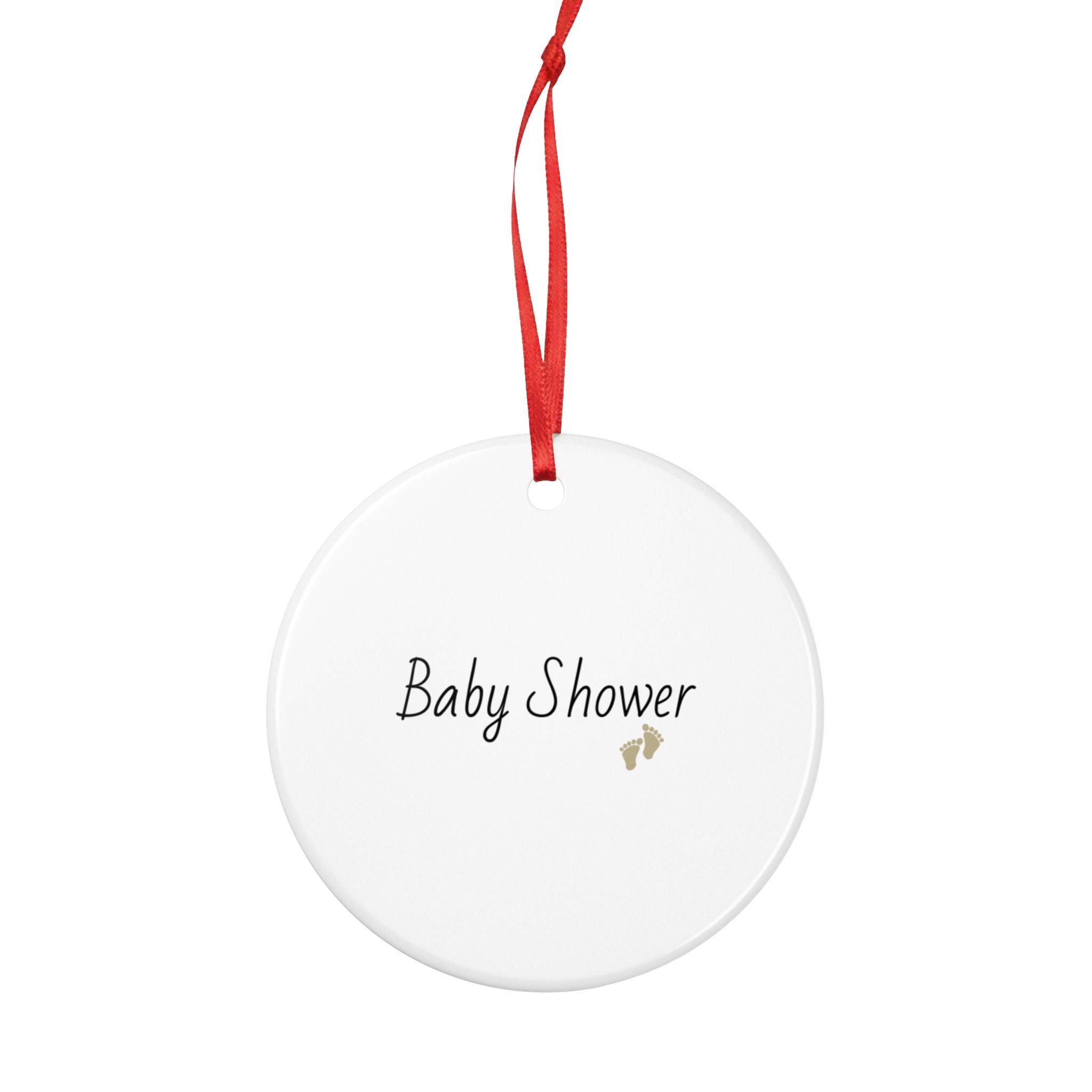 Baby Shower Ceramic Keepsake with Gold Baby Feet