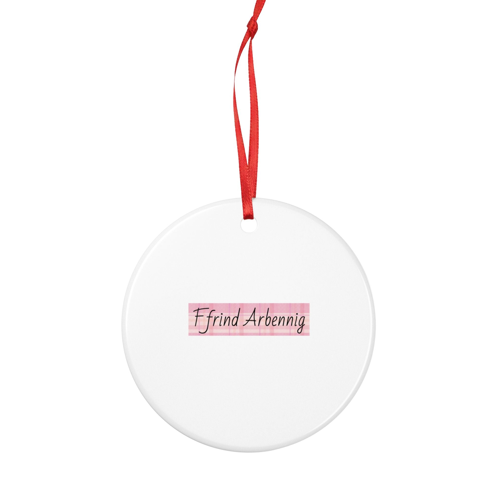 "Ffrind Arbennig" Pink Striped Welsh Personalised Ornament