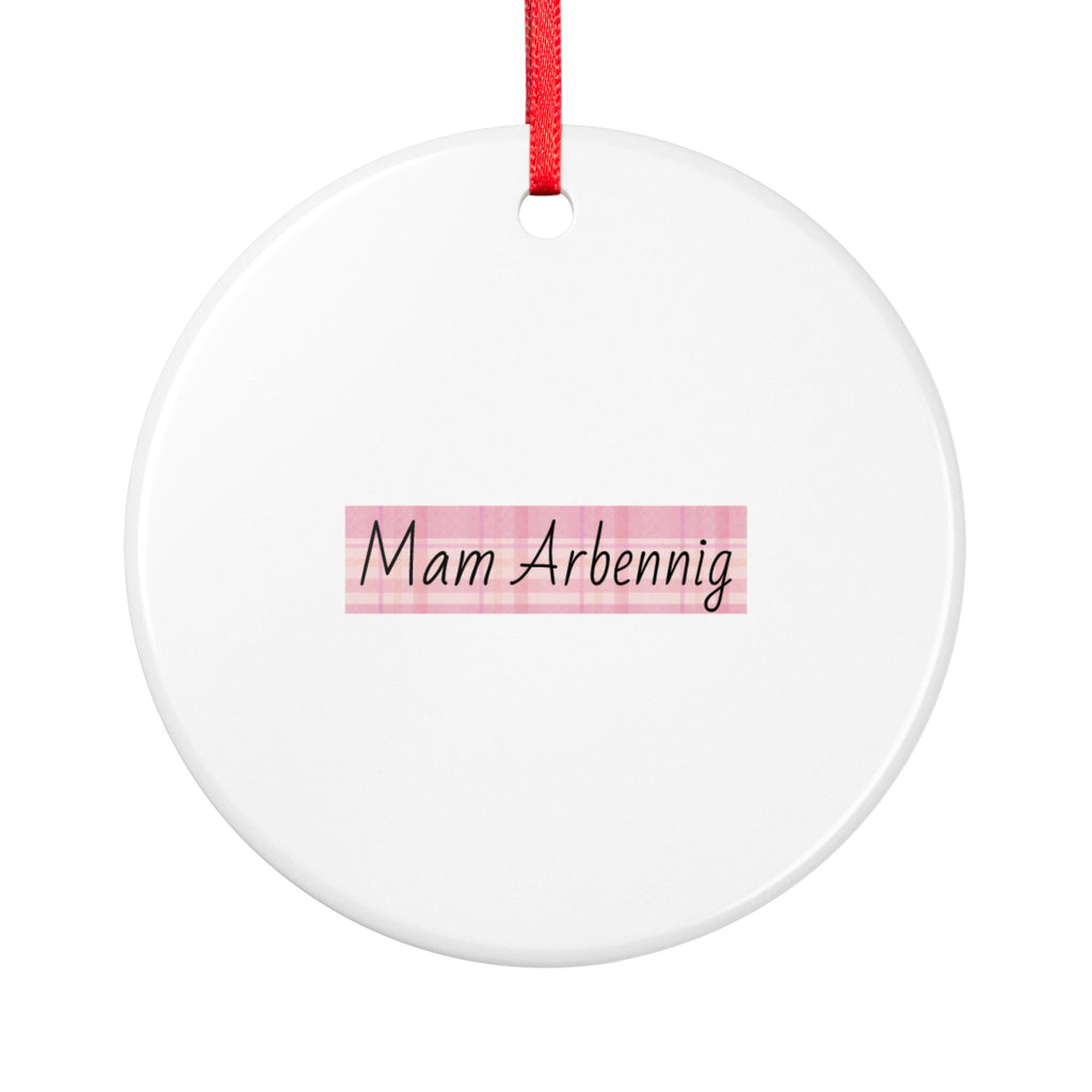 "Mam Arbennig" Pink Pattern Ceramic Ornament