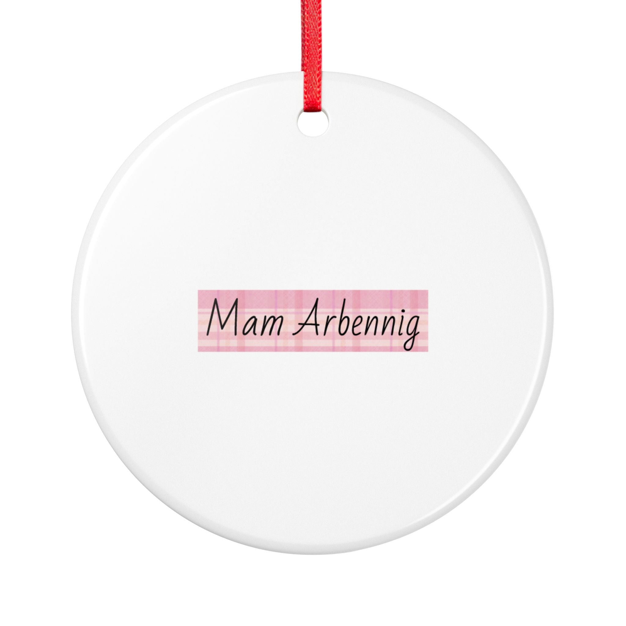 "Mam Arbennig" Pink Pattern Ceramic Ornament