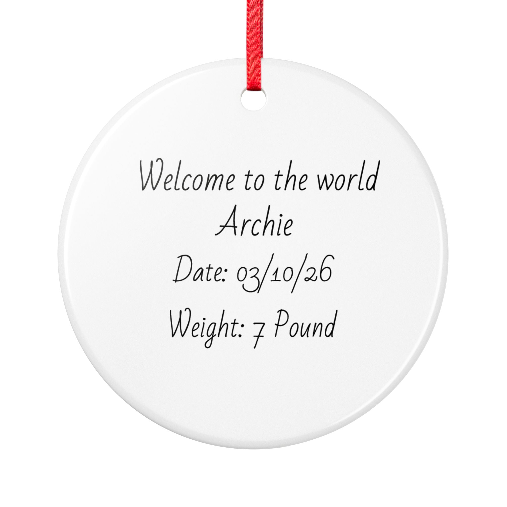 Baby Announcement Ceramic Ornament - Personalized Newborn Keepsake