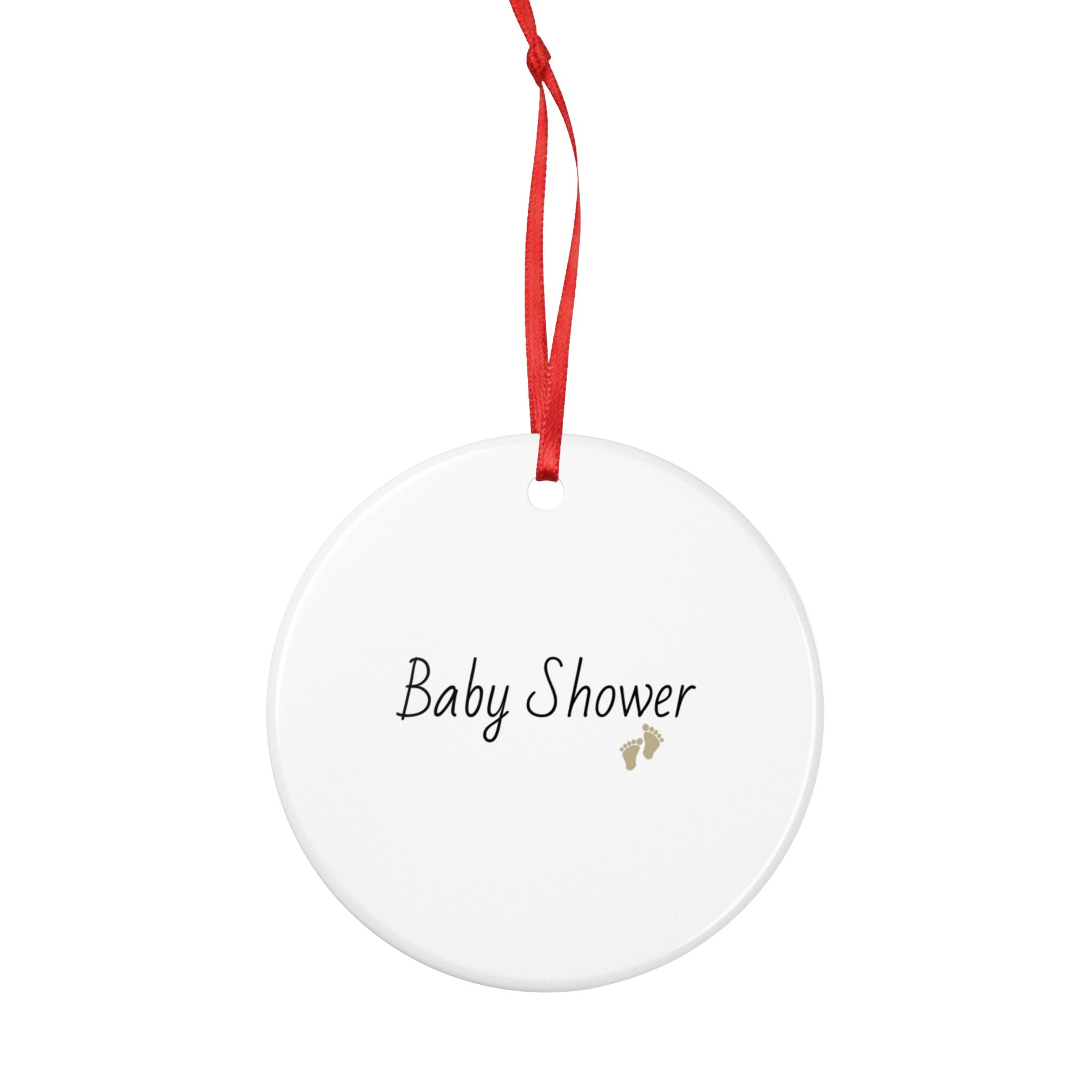Baby Shower Ceramic Keepsake with Gold Baby Feet