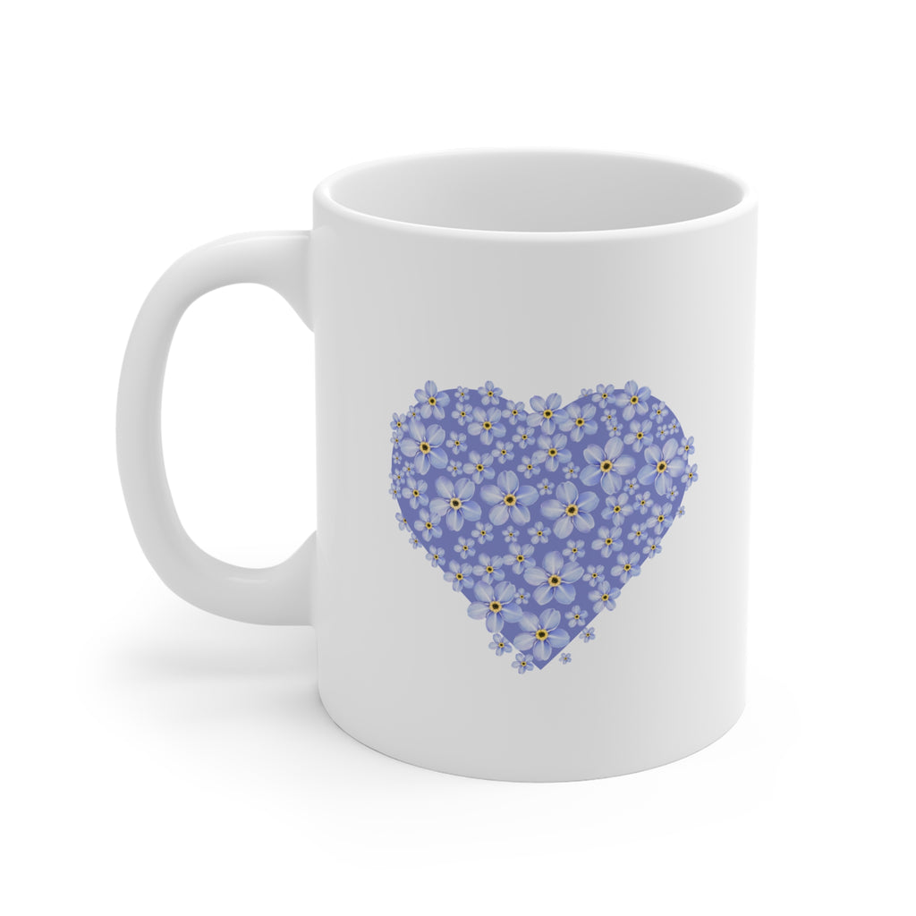 Forget-Me-Not Heart Mug — Floral 11oz Mug