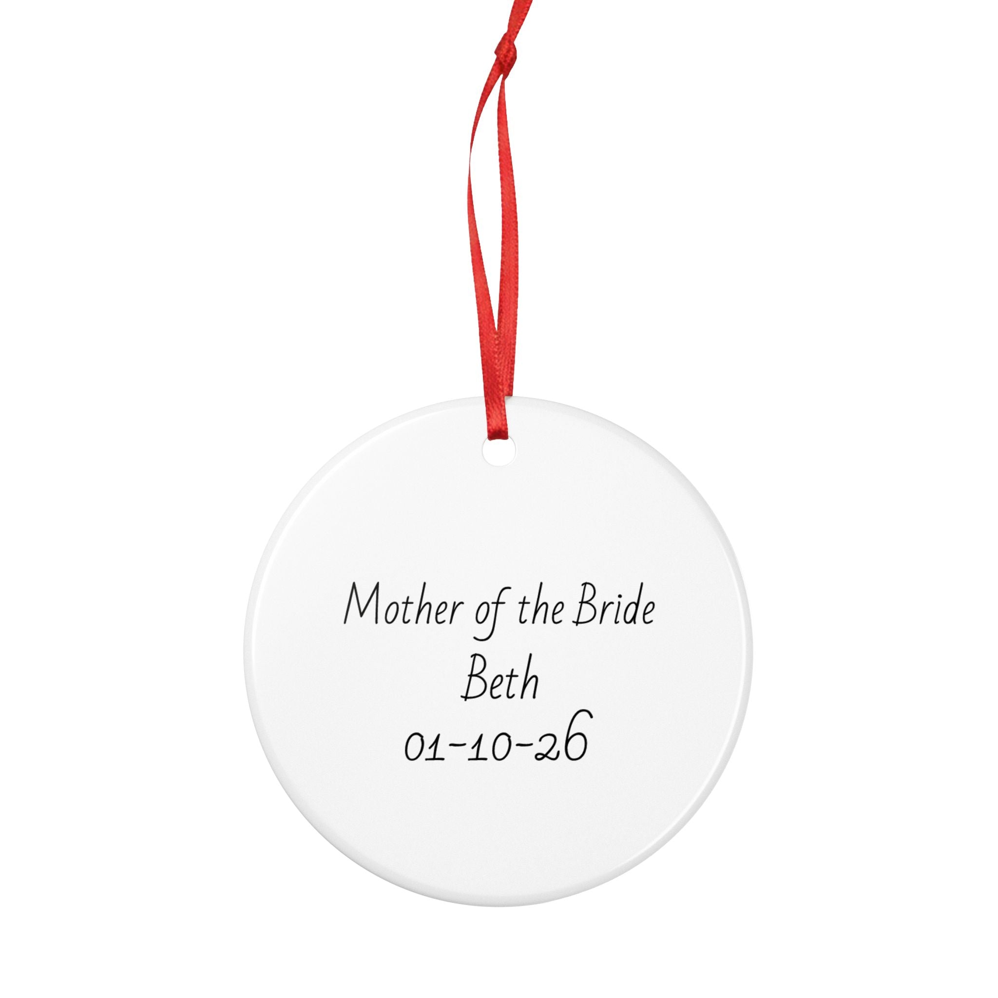 Mother of the Bride Personalised Ceramic Ornament — Custom Name & Date Wedding Keepsake