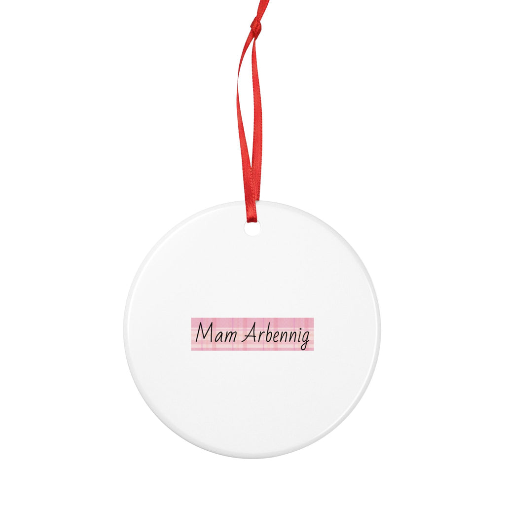 "Mam Arbennig" Pink Pattern Ceramic Ornament