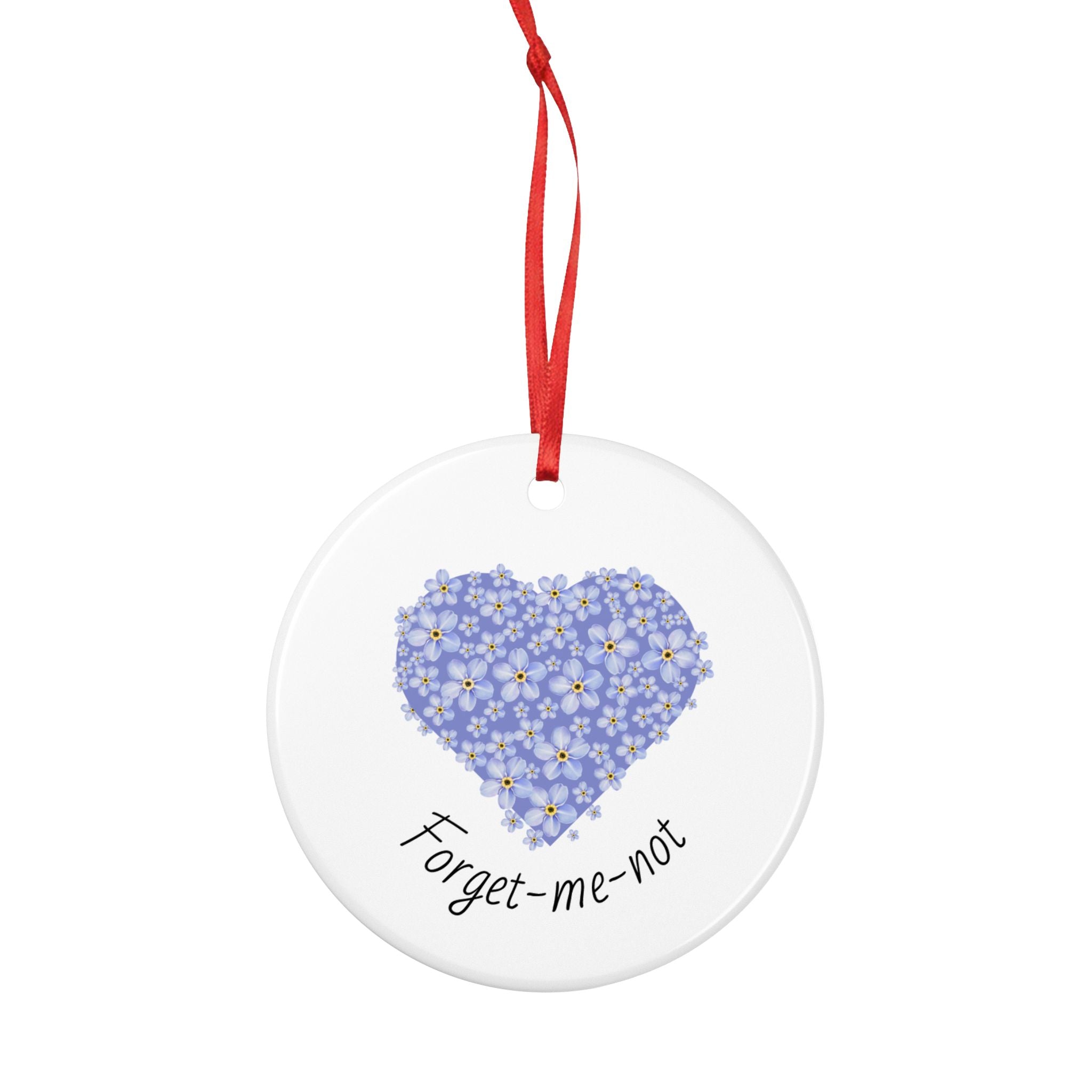 Forget-Me-Not Heart Ceramic Ornament – Remembrance keepsake.
