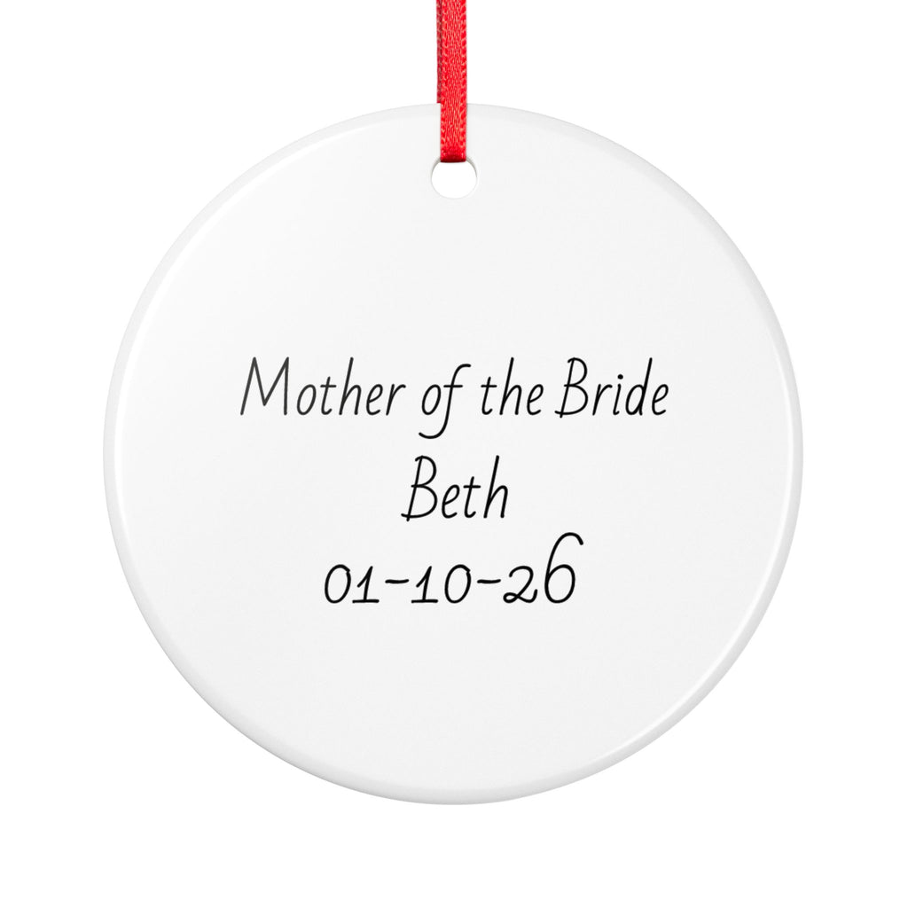 Mother of the Bride Personalised Ceramic Ornament — Custom Name & Date Wedding Keepsake
