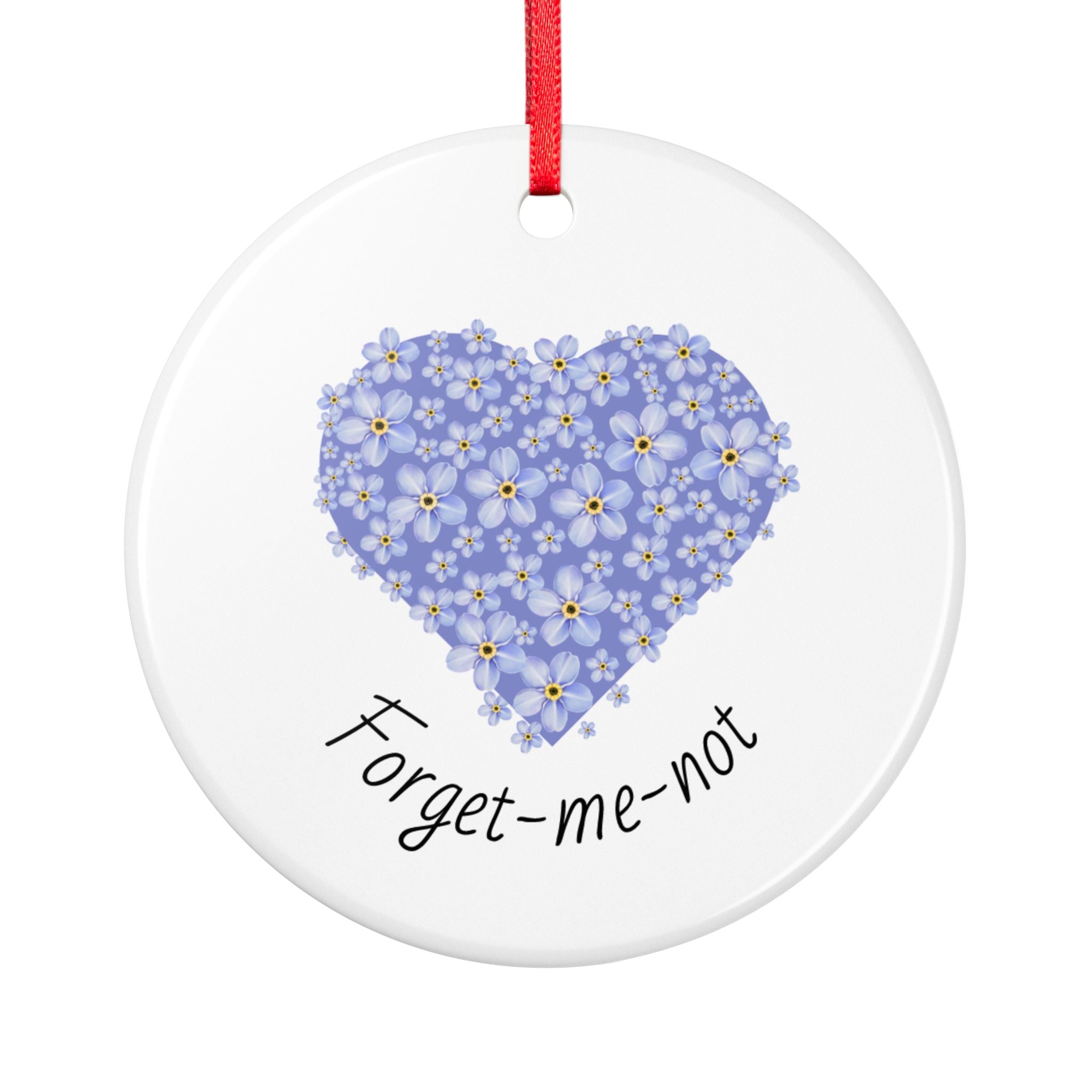 Forget-Me-Not Heart Ceramic Ornament – Remembrance keepsake.