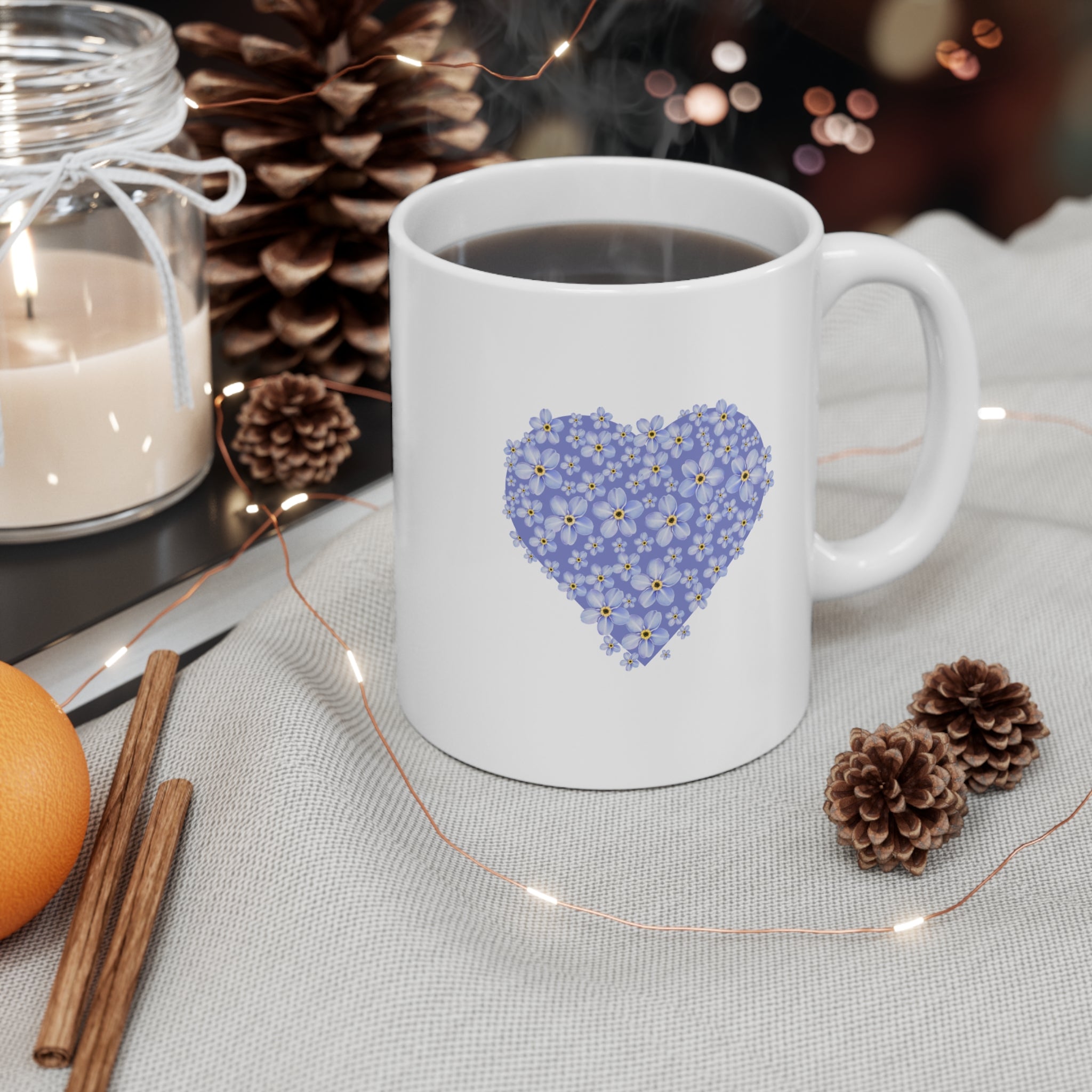 Forget-Me-Not Heart Mug — Floral 11oz Mug
