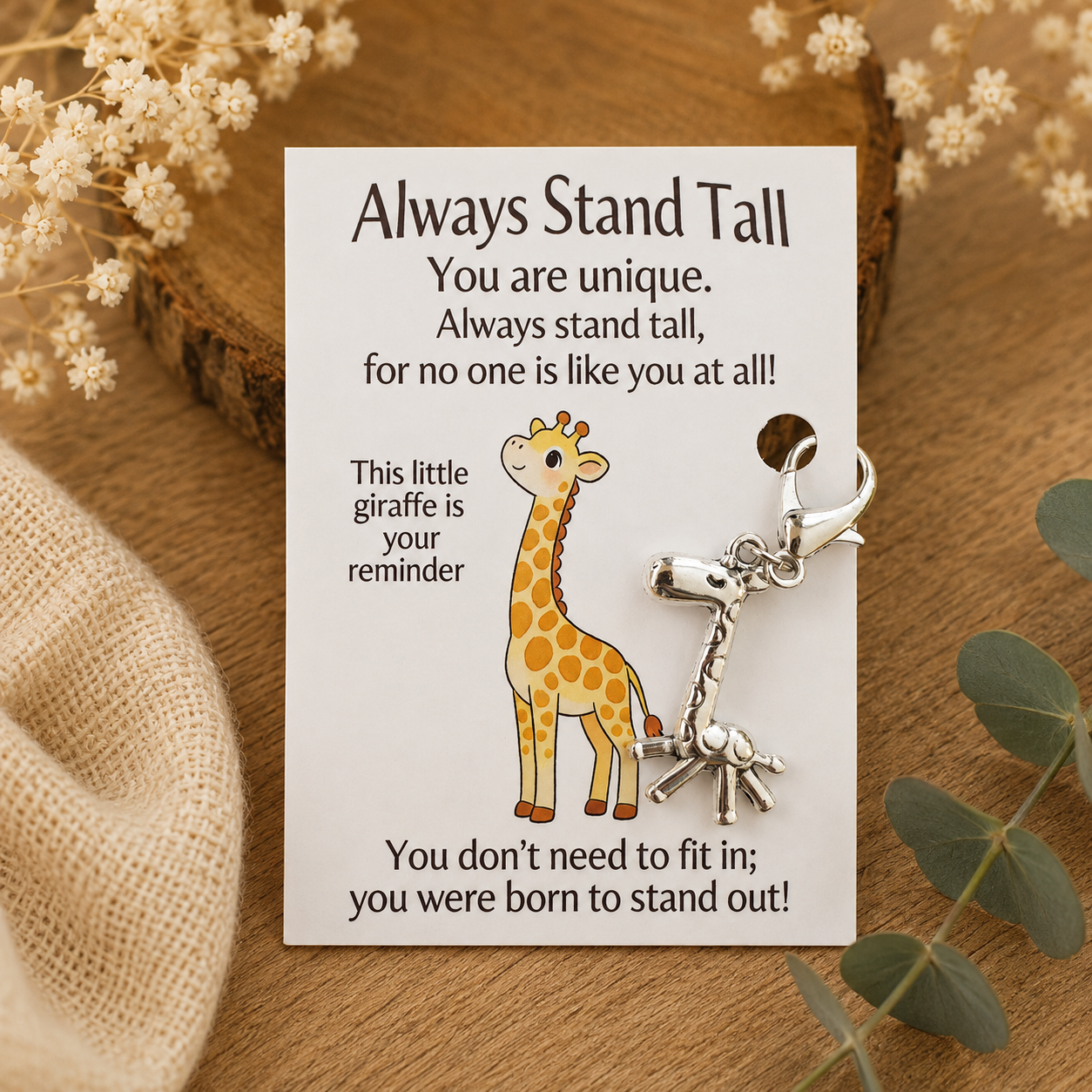 Giraffe Charm Keepsake | Always Stand Tall Inspirational Token