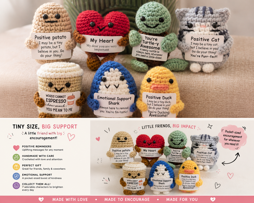 Crochet Pocket Hug | Positive Affirmation Plush Toy, Mental Health Support Gift