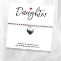 Daughter Message Card with Heart Charm Bracelet