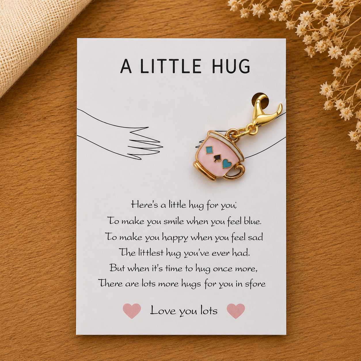 Pocket Hug Charm Keepsake | Enamel Teacup Token, Thinking of You Gift