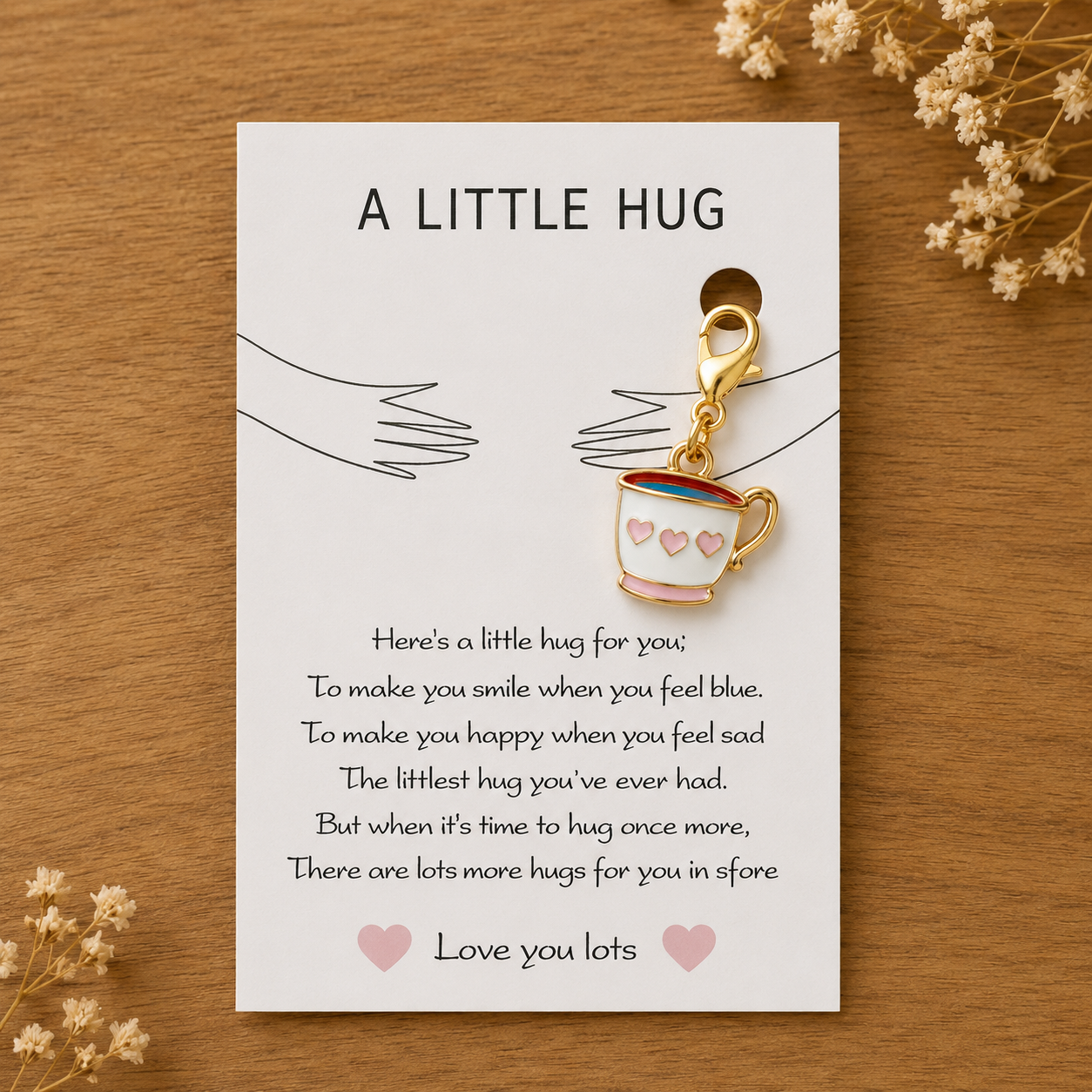 Pocket Hug Charm Keepsake | Enamel Teacup Token, Thinking of You Gift