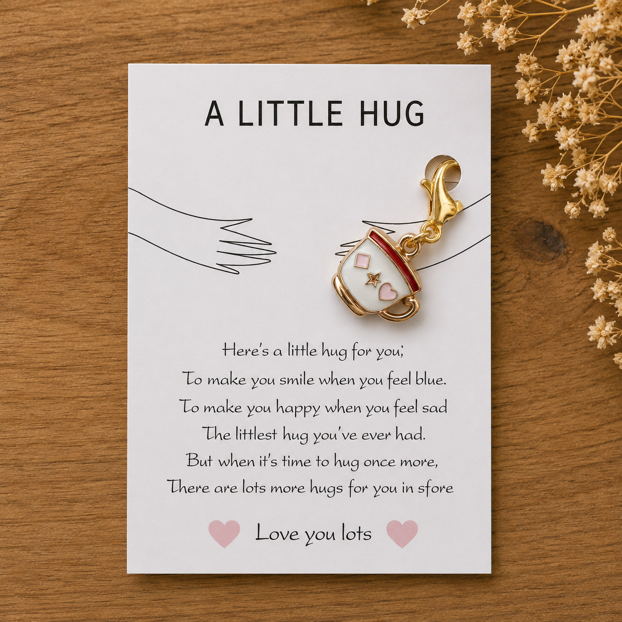 Pocket Hug Charm Keepsake | Enamel Teacup Token, Thinking of You Gift