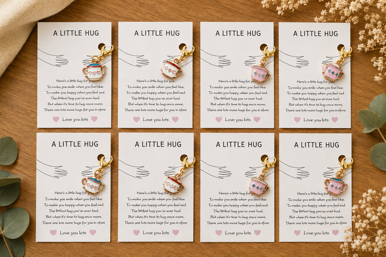 Pocket Hug Charm Keepsake | Enamel Teacup Token, Thinking of You Gift