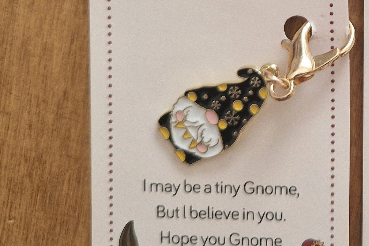 Positive Gnome Charm  | Encouraging Gold-Tone Charm 6 Designs