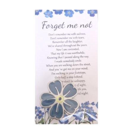 Forget Me Not Memorial Card with Flower Charm | Sympathy Bereavement Gift
