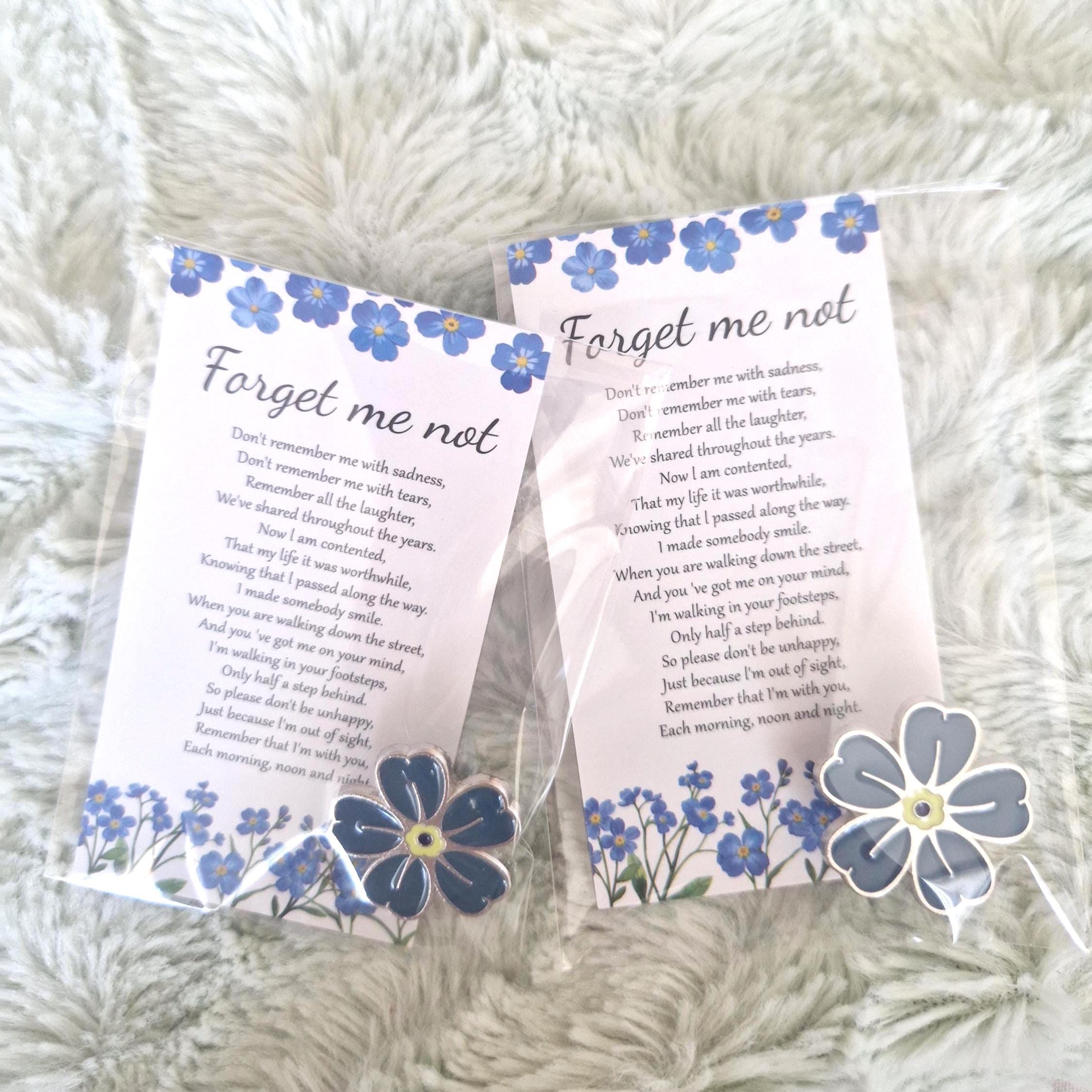 Forget Me Not Memorial Card with Flower Charm | Sympathy Bereavement Gift