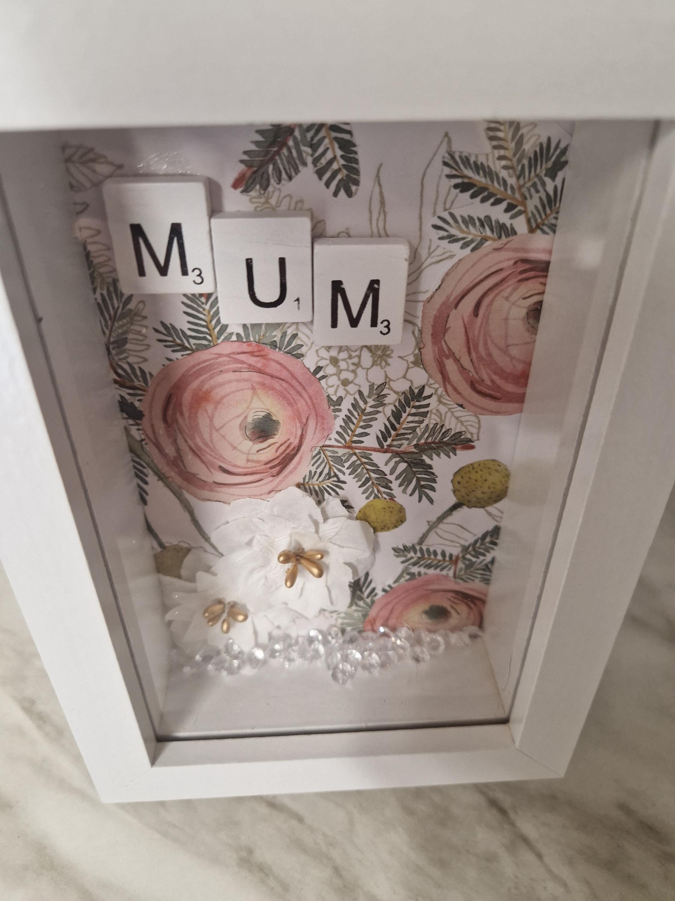 Personalised Scrabble Name flower Frame | Handmade Keepsake Art