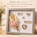 Mr & Mrs Scrabble Frame | Rustic Floral Keepsake, Custom Couple Gift