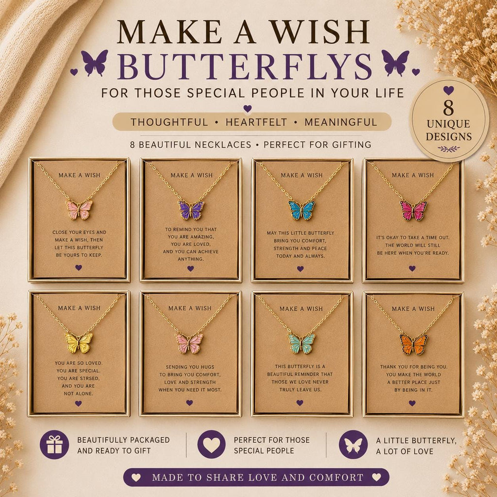 Make a Wish Butterfly Necklace | Symbolic Hope Charm, Positivity Gift