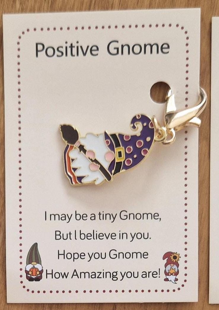 Positive Gnome Charm  | Encouraging Gold-Tone Charm 6 Designs