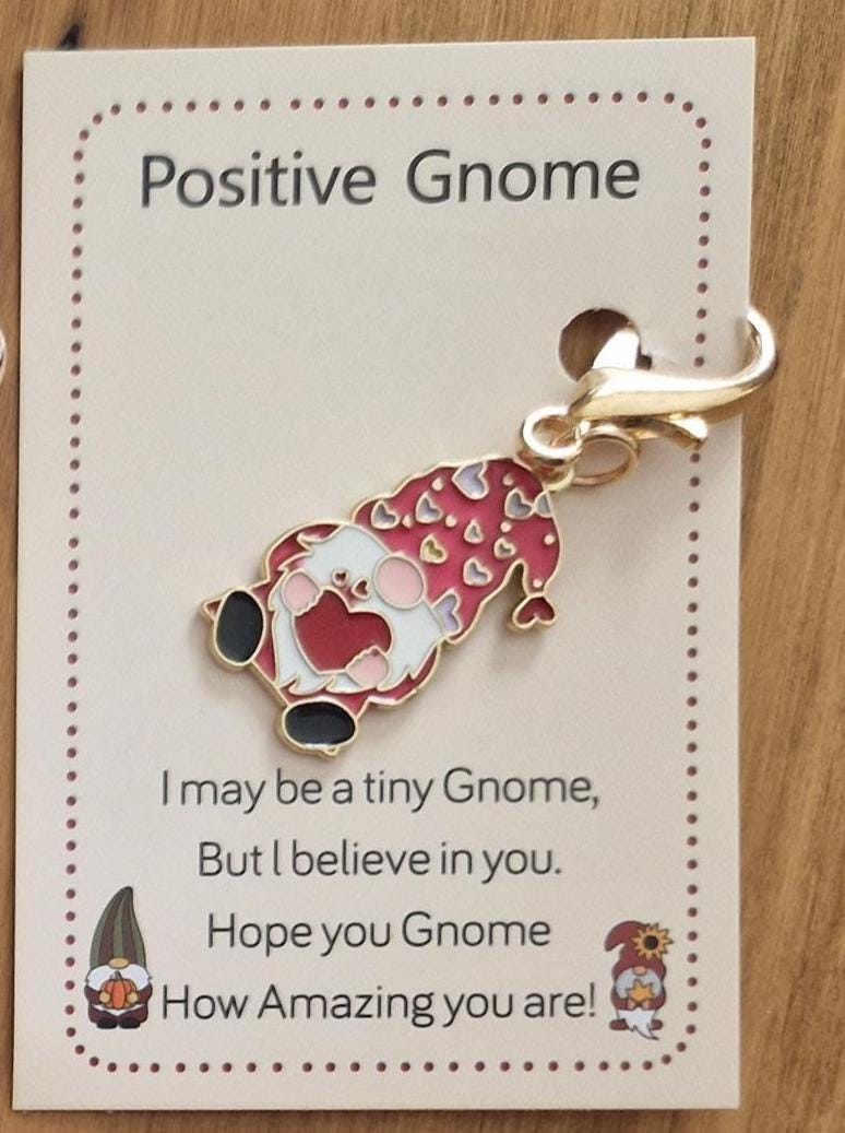 Positive Gnome Charm  | Encouraging Gold-Tone Charm 6 Designs