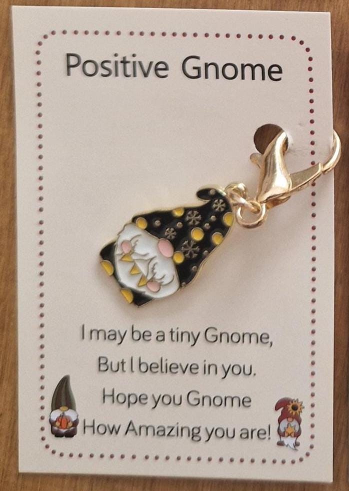 Positive Gnome Charm  | Encouraging Gold-Tone Charm 6 Designs