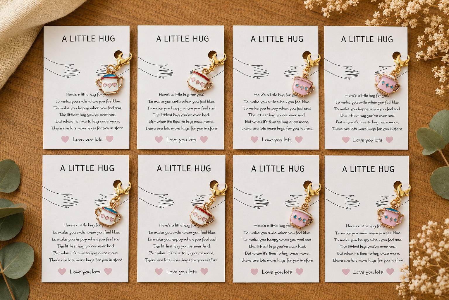 Pocket Hug Charm Keepsake | Enamel Teacup Token, Thinking of You Gift