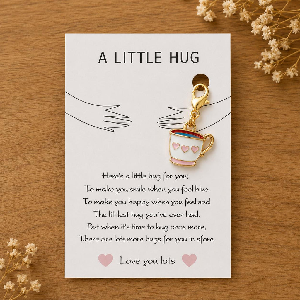 Pocket Hug Charm Keepsake | Enamel Teacup Token, Thinking of You Gift
