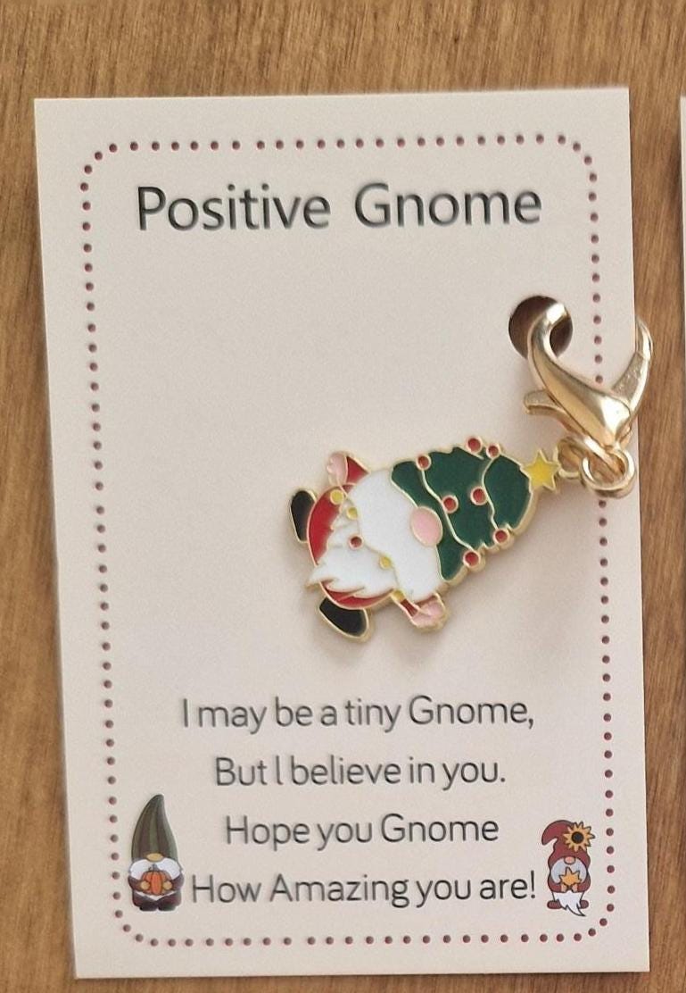 Positive Gnome Charm  | Encouraging Gold-Tone Charm 6 Designs