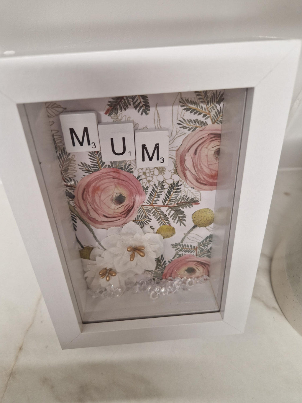 Personalised Scrabble Name flower Frame | Handmade Keepsake Art