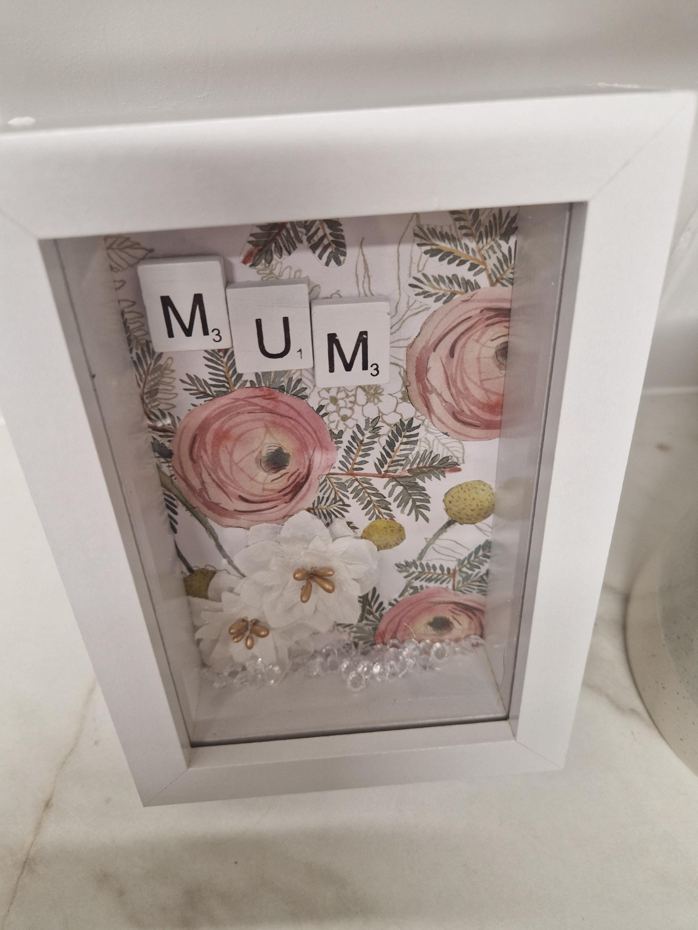 Personalised Scrabble Name flower Frame | Handmade Keepsake Art