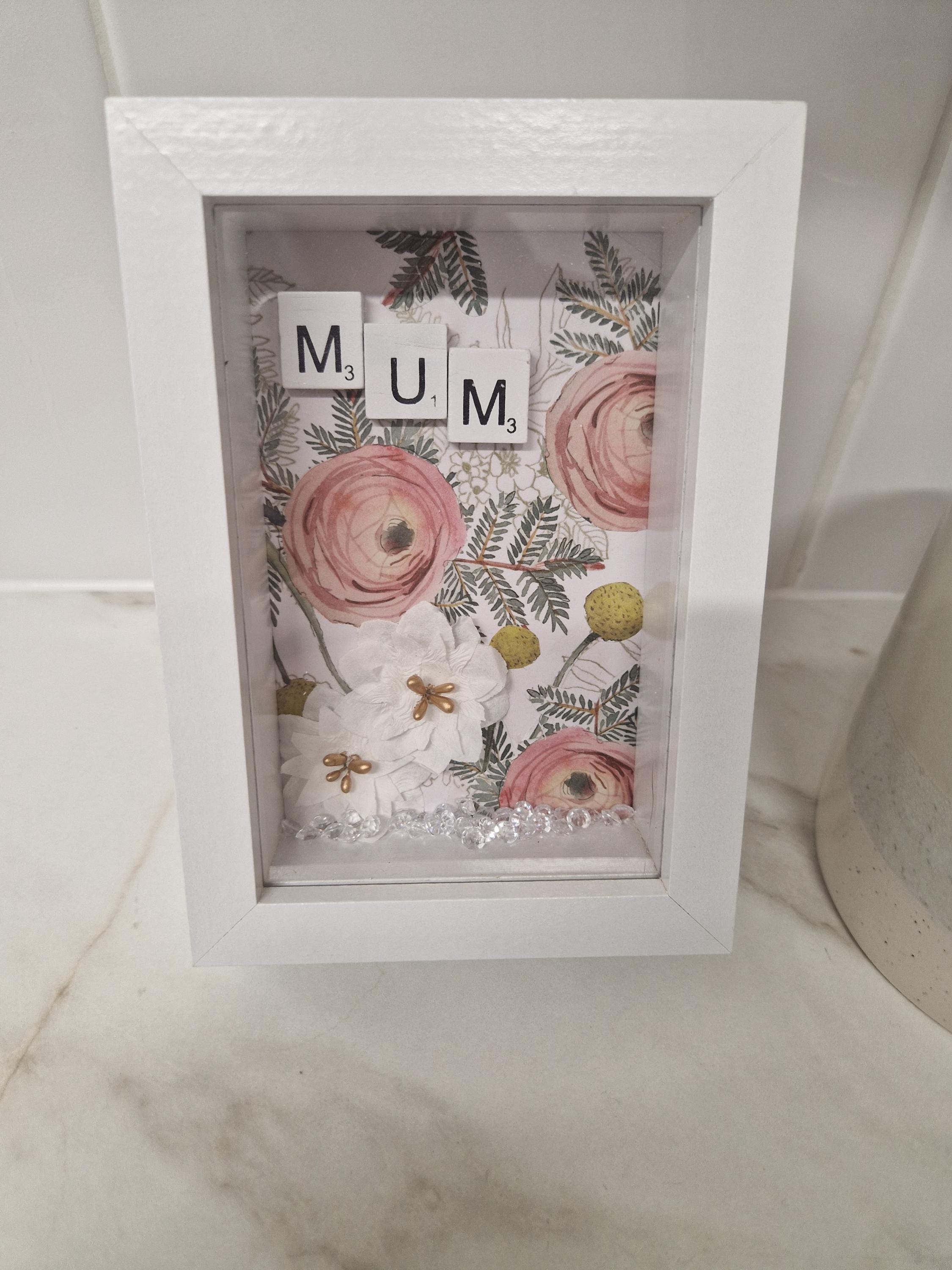 Personalised Scrabble Name flower Frame | Handmade Keepsake Art