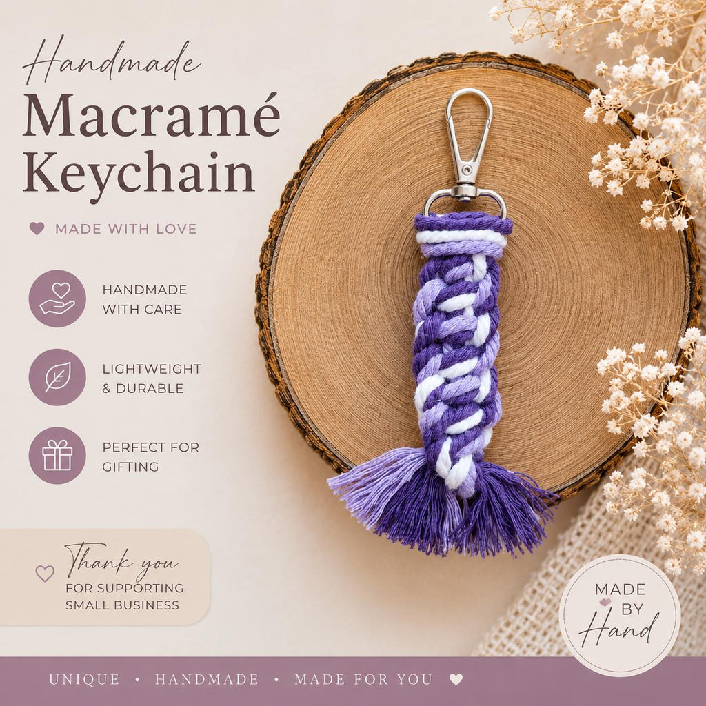 Crochet Keyring- Personalised Gift with Card for Her | Bag Charm - Birthday Gift