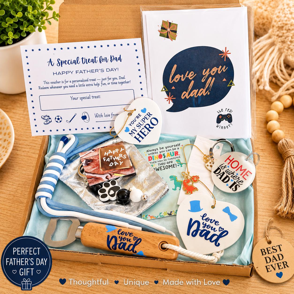 Birthday Gift Box for Dad | Keepsake, Bottle Opener, Cards Set