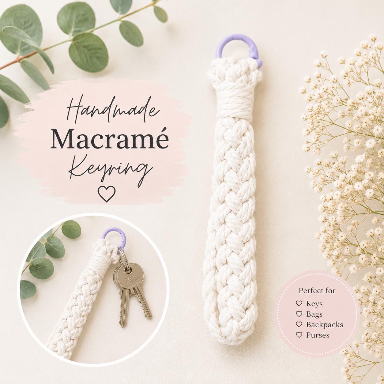 Macrame - Crochet keyring or bag charm - Personalised - Gift Wrapped